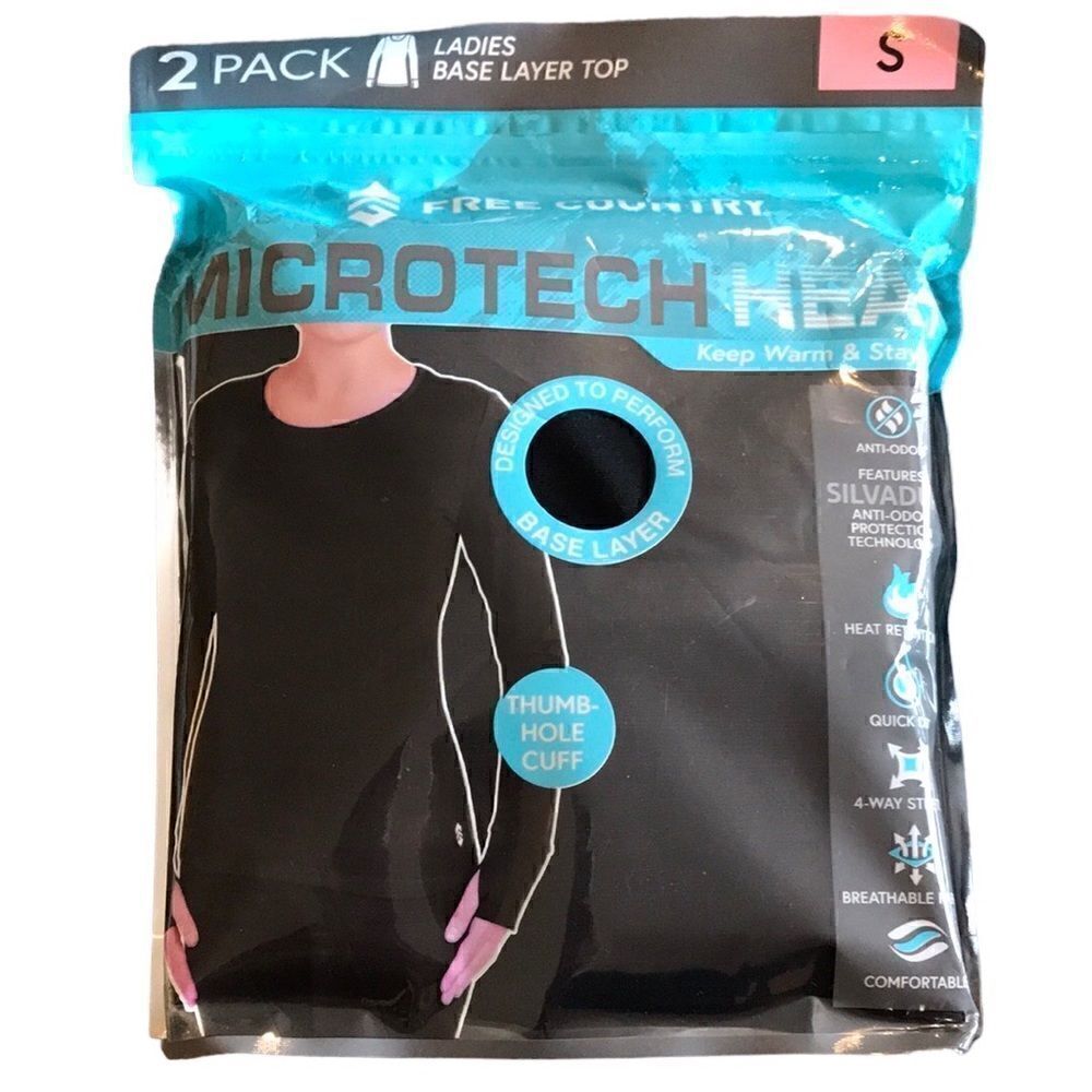 NEW Free Country 2 Pack Black Base Layer Top